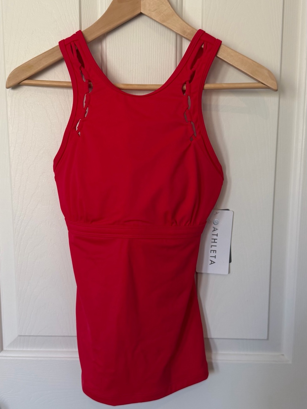Athleta Bright Red Laser-Cut Racerback Tank